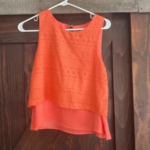 pink/coral lace tank top from a boutique